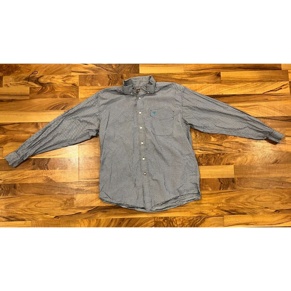 Ariat Shirt Large Blue Cow Boy Western Button Up Long Sleeve Men's